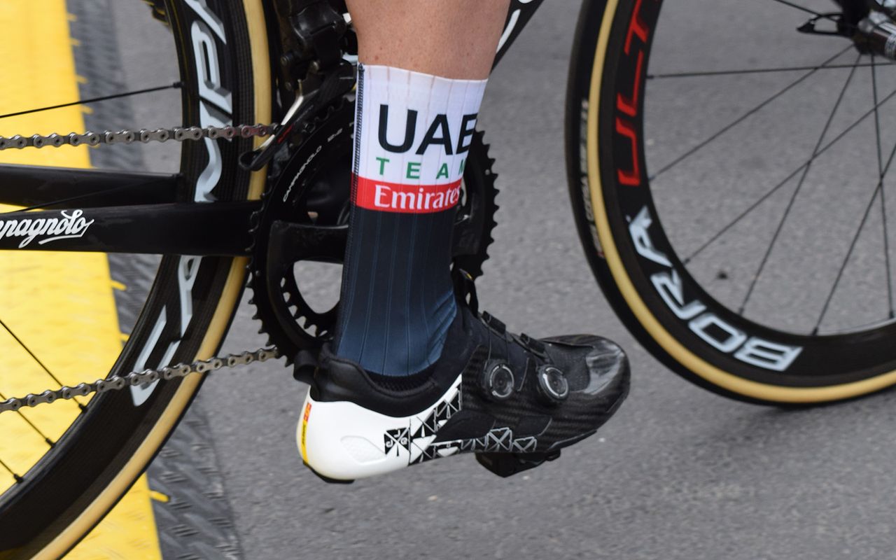 Dan Martin and Romain Bardet look to be wearing new editions of the carbon-shell Mavic Comete Ultimate shoe