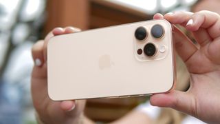 Taking a photo with the iPhone 16 Pro Max.