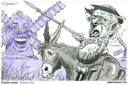 Political cartoon U.S. Clinton Sanders 2016