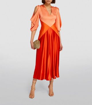 Womens Roksanda Orange Silk Gaia Midi Dress | Harrods Uk