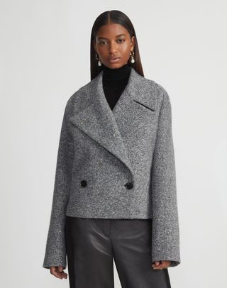 Lafayette 148 New York Metallic Flecked Wool-Alpaca Two Button Jacket