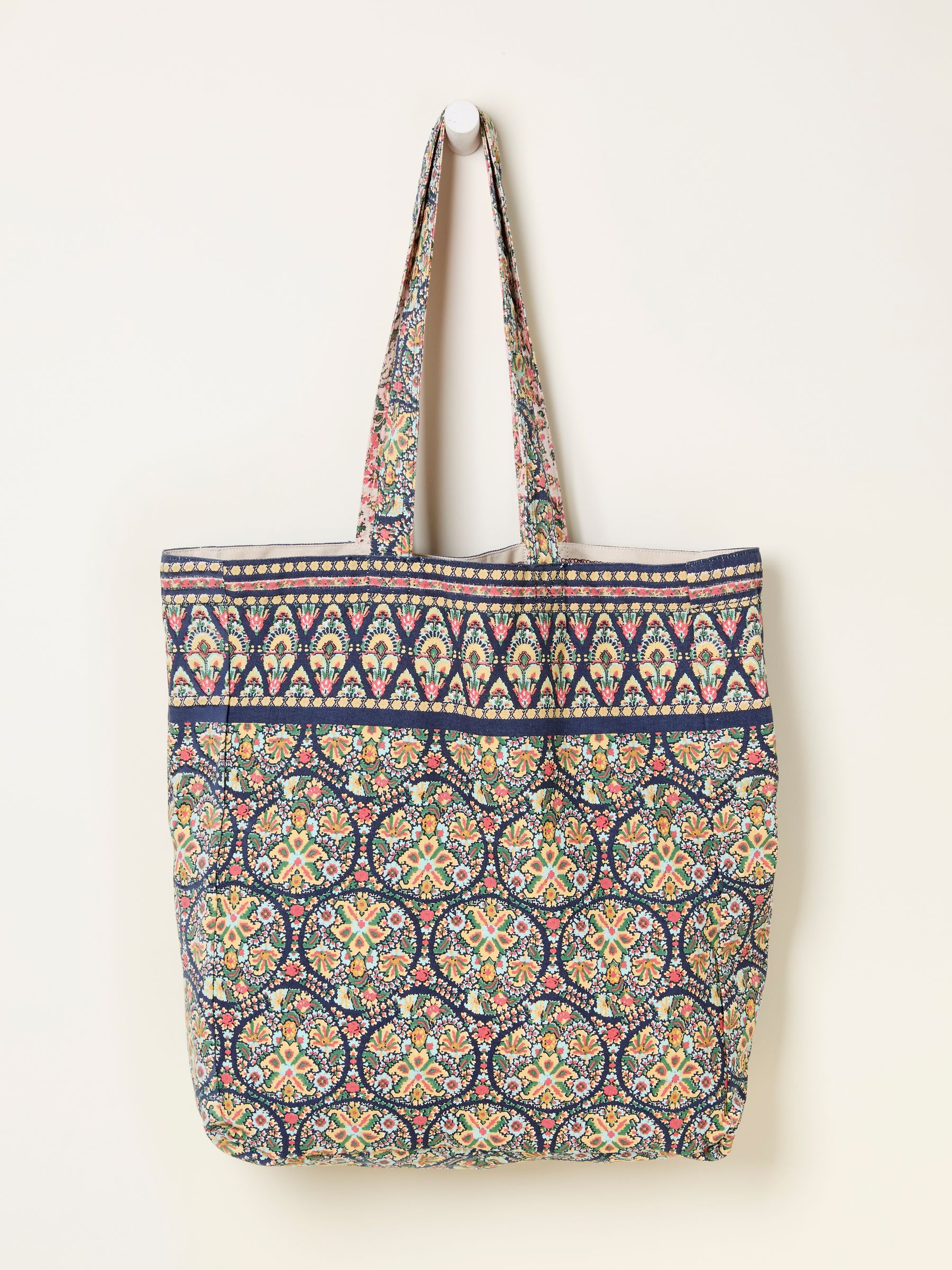 Chalk White Ornate Paisley Reversible Tote Bag
