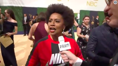 Actress Jenifer Lewis made a statement with her Nike sweater. 