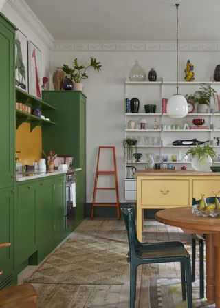 green and yellow kitchen