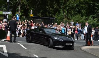 Groom's Aston Martin Vanquish at the wedding of Declan Donnelly and Ali Astall in Newcastle.