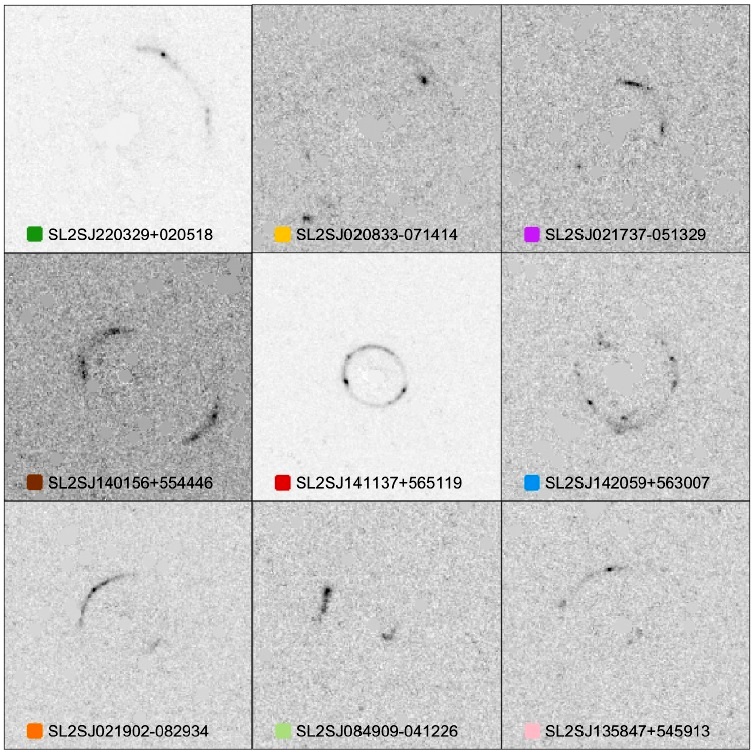Galaxies captured by the Hubble Space Telescope "bent" around dense foreground objects in a process called gravitational lensing. Researchers used these images to test the performance of neural networks to understand the lenses' properties.