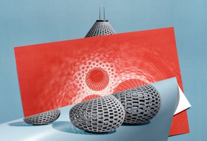 Collage of woven lanterns by Kensaku Oshiro for Poltrona Frau 