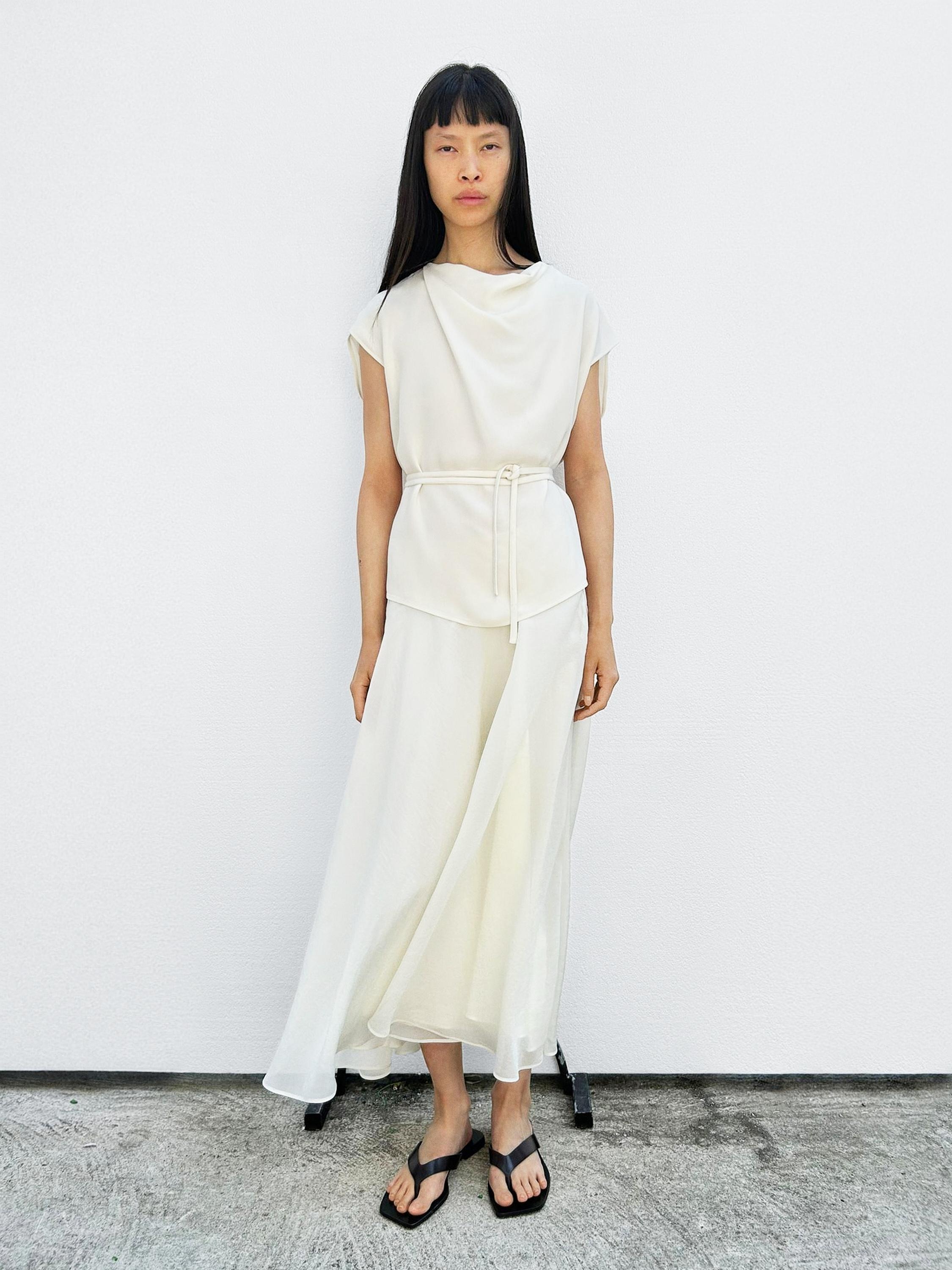 Crepe Top With Cowl Neckline