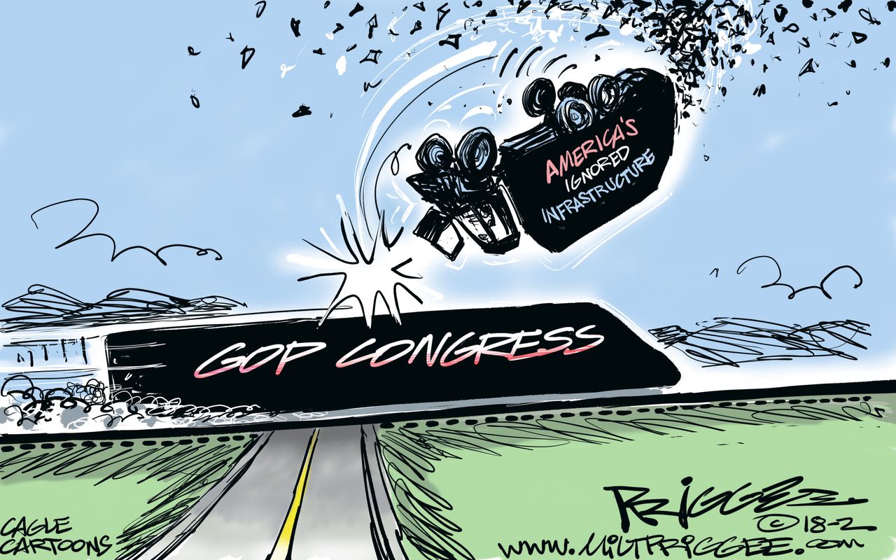 Political cartoon U.S. GOP congress infrastructure