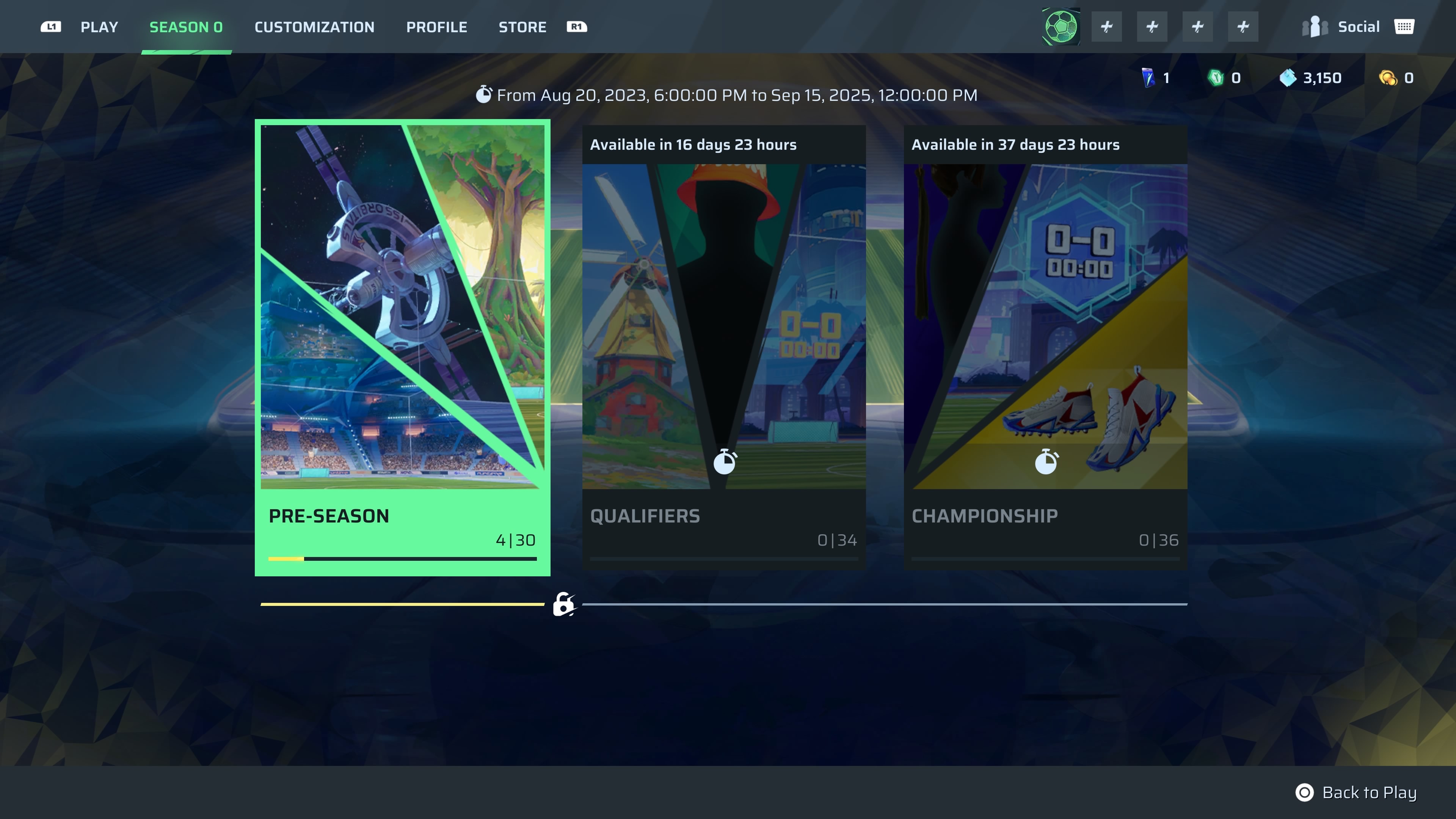 The opening Unlockables screen in Rematch