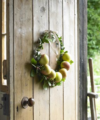 Fall wreath on a door