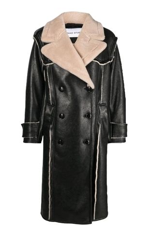 Frankie Double-Breasted Faux-Leather Coat