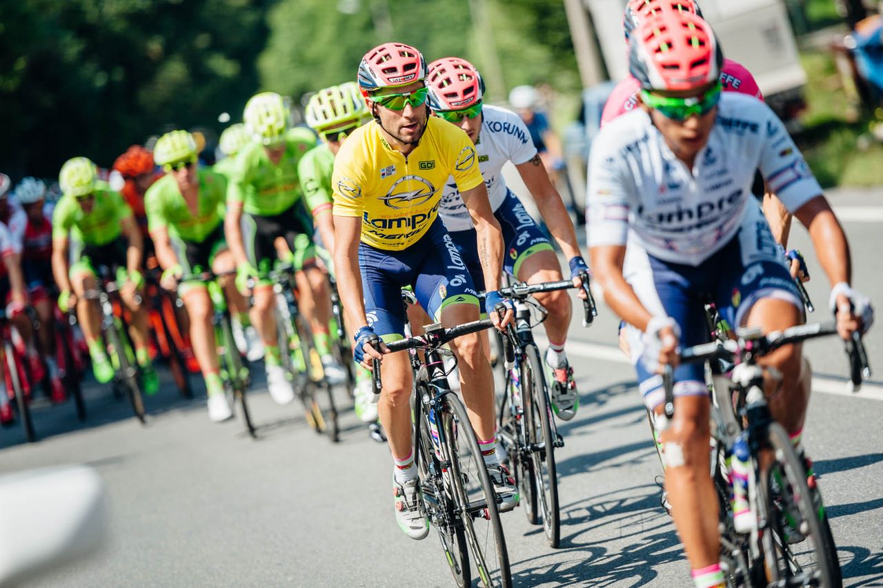 Lampre-Merida's Diego Ulissi in the yellow jersey
