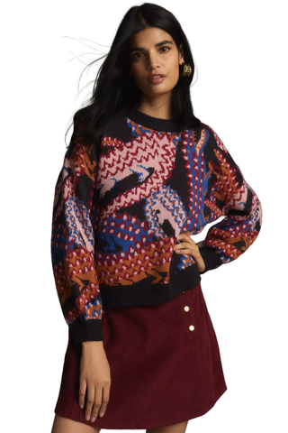 Farm Rio Patterned Pullover Sweater