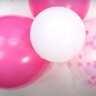 pink and white balloon