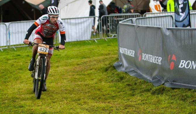 Ben Thomas leads into the change over area at the 2012 TwentyFour12 endurance event at Newnham Park, Plymouth
