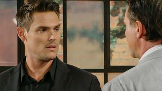 Mark Grossman and Jason Thompson as Adam and Billy talking in The Young and the Restless