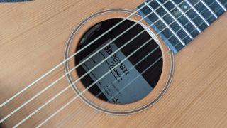 A look inside the soundhole of the Sheeran by Lowden W05 acoustic guitar