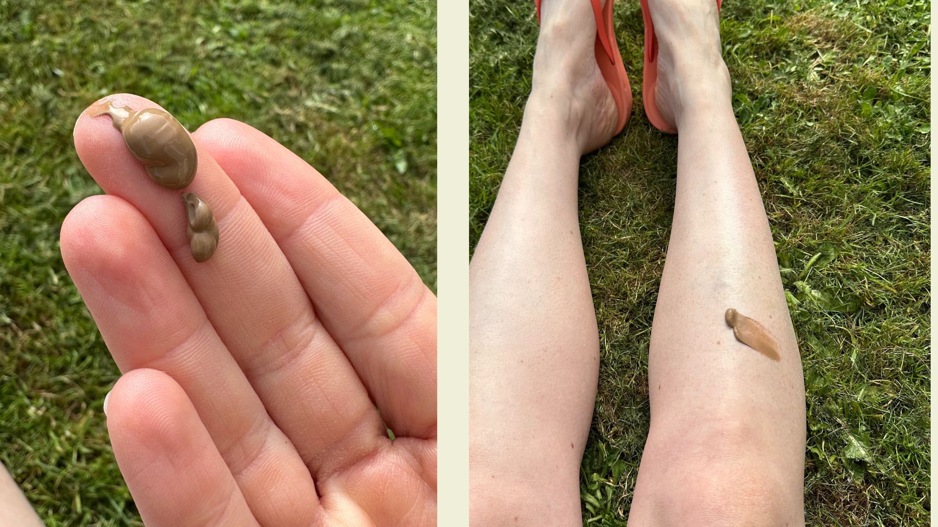 Bondi Sands tan on someone's hand and leg