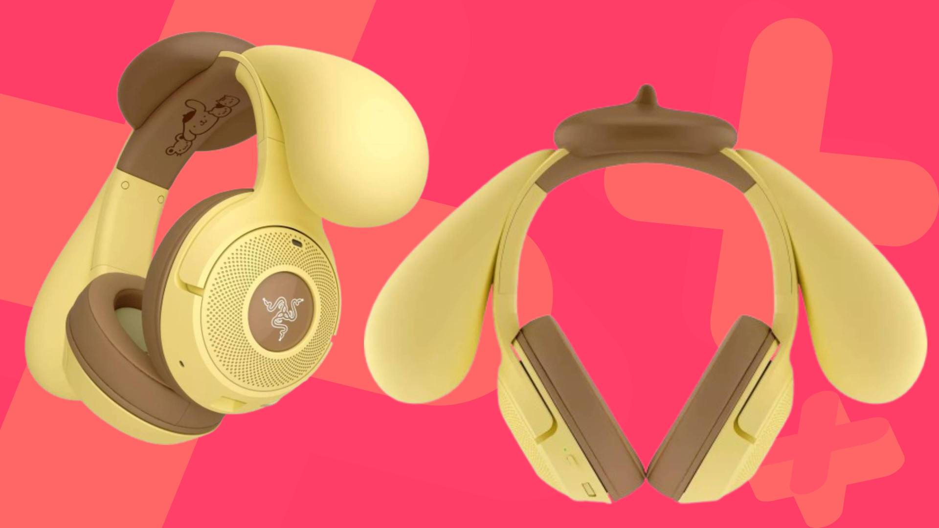 Image of the Pompompurin Edition headset by Razer and Sanrio on a pink GamesRadar+ background.