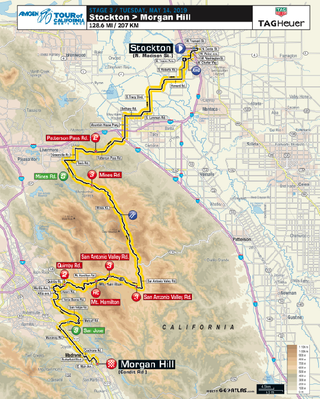 2019 Tour of California stage 3 map