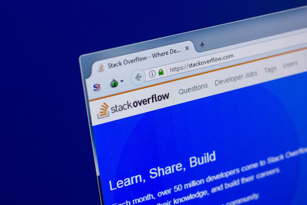 Image of the homepage for StackOverflow