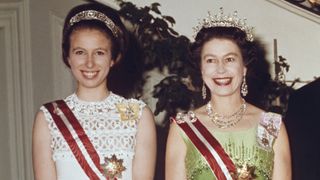 Queen Elizabeth II and Princess Anne attend a function at the Hotel Imperial in Vienna in 1969