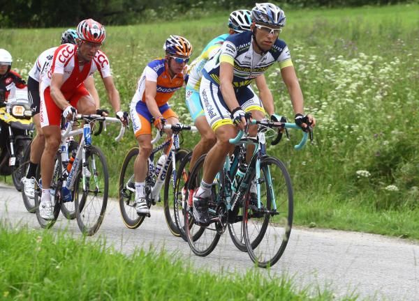 The day's breakaway led by Tomasz Marczynski (Vacansoleil)