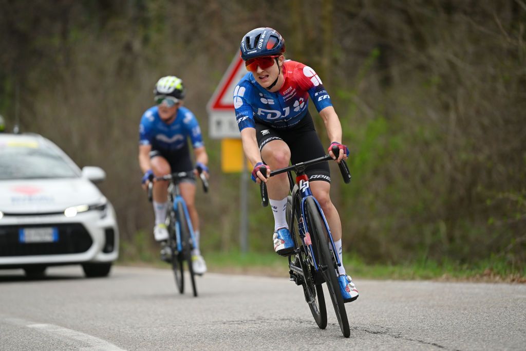 CITTIGLIO ITALY MARCH 17 Grace Brown of Australia and Team FDJSuez competes during the 25th Trofeo Alfredo BindaComune di Cittiglio 2024 Womens Elite a 1405km one day race from Maccagno con Pino e Veddasca to Cittiglio UCIWWT on March 17 2024 in Cittiglio Italy Photo by Dario BelingheriGetty Images