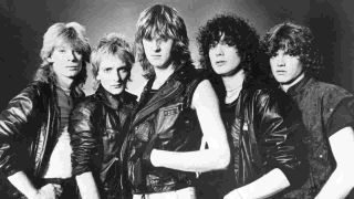 Def Leppard posing for a photograph in 1985