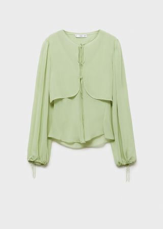 MANGO, Combined Blouse With Bow Details - Women | Mango Usa