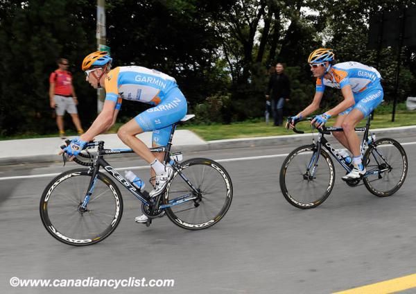 Ryder Hesjedal and Johan Van Summeren (Garmin-Transitions) chase.