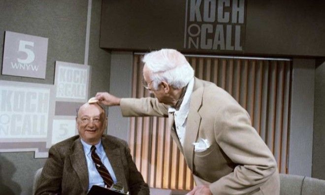 Ed Koch gets his head powdered before the start of his new TV program called &amp;quot;Koch on Call&amp;quot; on March 15, 1987.