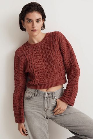 Madewell Crochet-Knit Crop Sweater