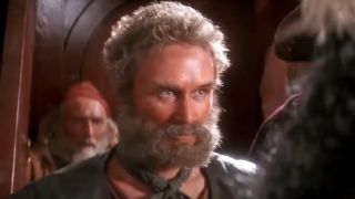 Glenn Close stares down Dustin Hoffman on the deck of his ship in Hook. 