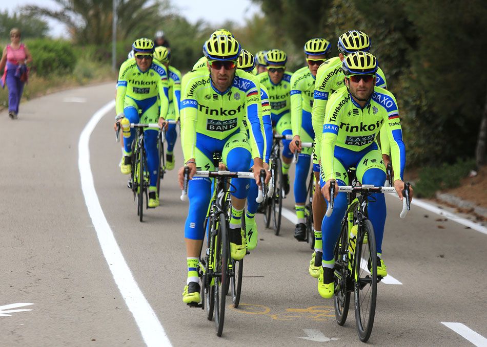 Tinkoff-Saxo get some training in on the road bikes