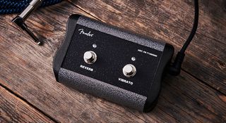 The supplied two-button footswitch toggles the onboard reverb and vibrato effects.