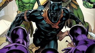 Black Panther squaring off with Skrulls