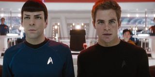 Zachary Quinto and Chris Pine as Spock and Kirk in Star Trek 2009