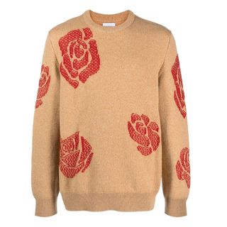 Barrie rose-motif cashmere jumper