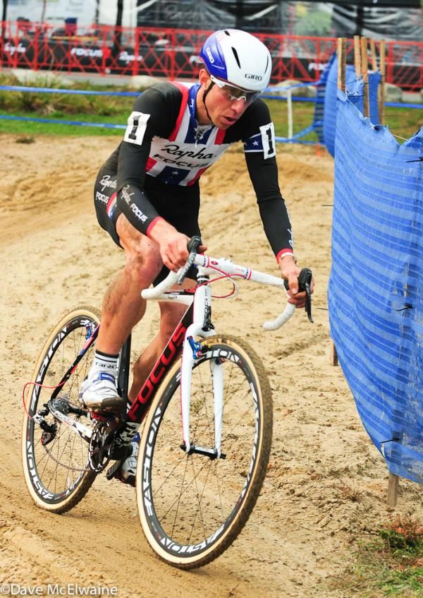Jeremy Powers (Rapha Focus) riding the sand section of course
