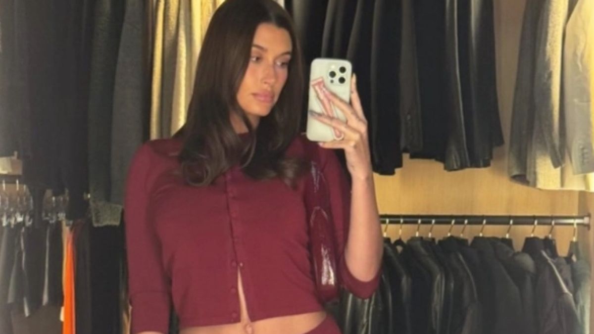 Hailey Bieber Wears a Sheer Mirror Palais Dress on Instagram