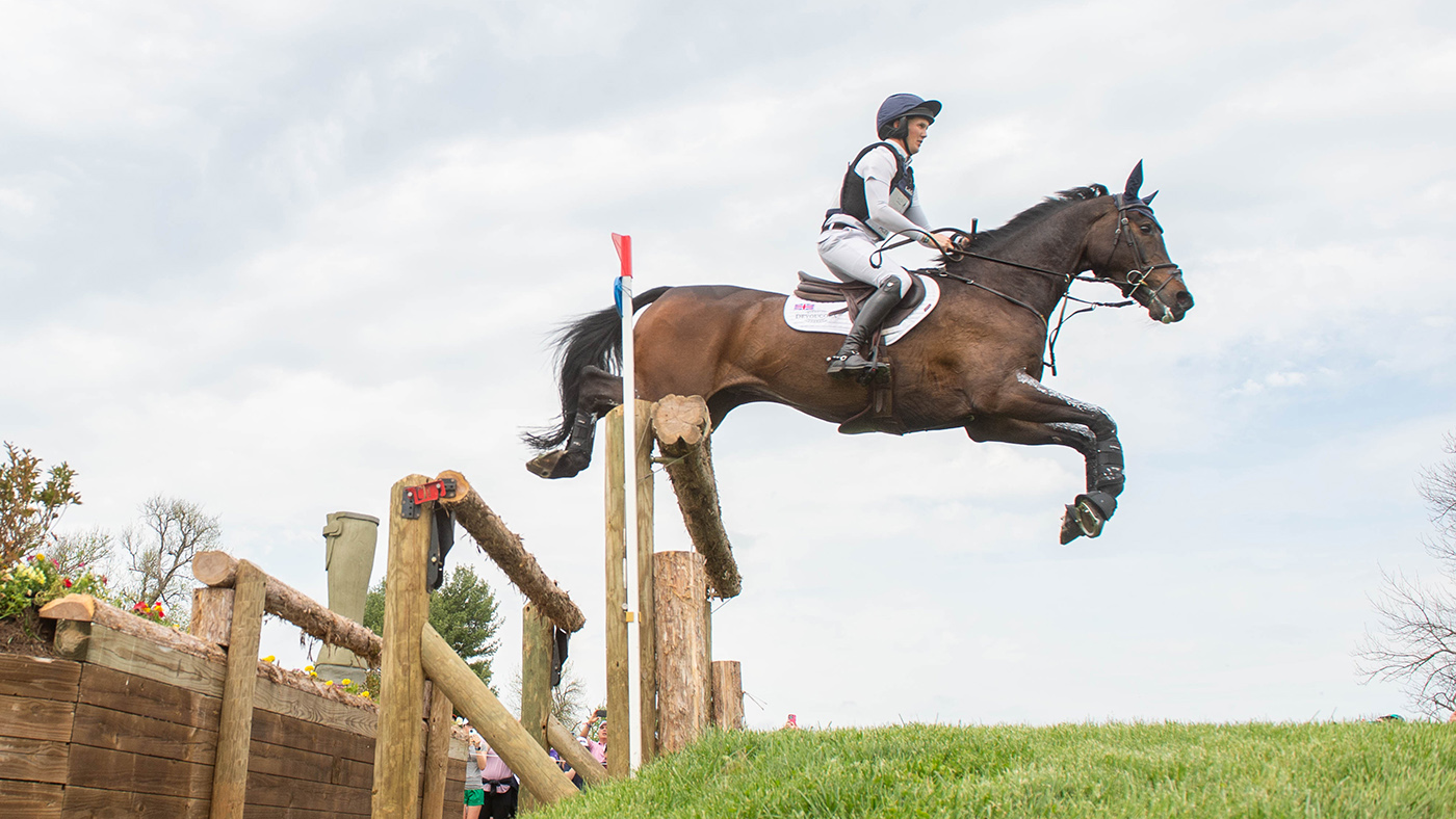 Paris Olympic cross-country: Tom McEwen jumps clear for Great Britain.