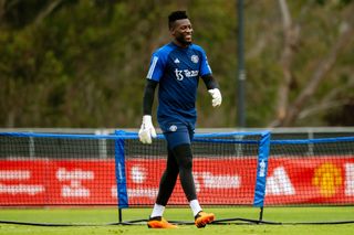 Andre Onana of Manchester United trains during a training session at Qualcomm Stadium on July 25, 2023 in San Diego, California.