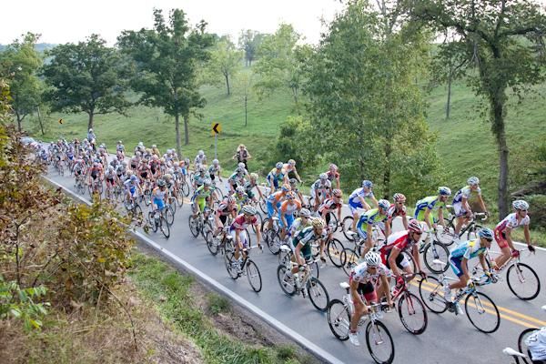 The main group tackles the last KOM of the day.