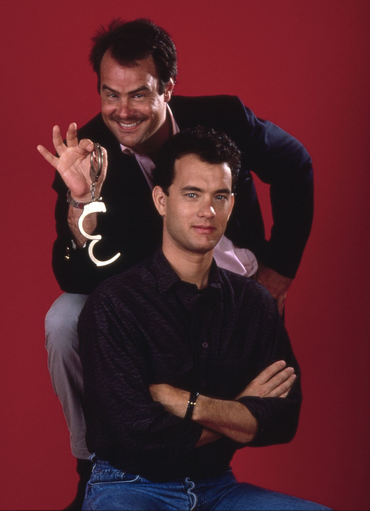 Tom Hanks with Dan Aykroyd in a photo shoot for Dragnet 1987