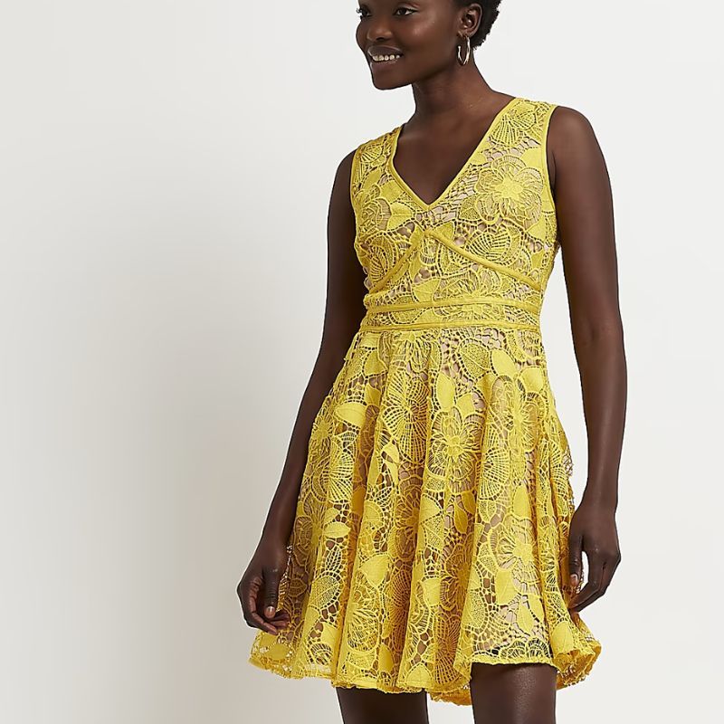 yellow lace, dress