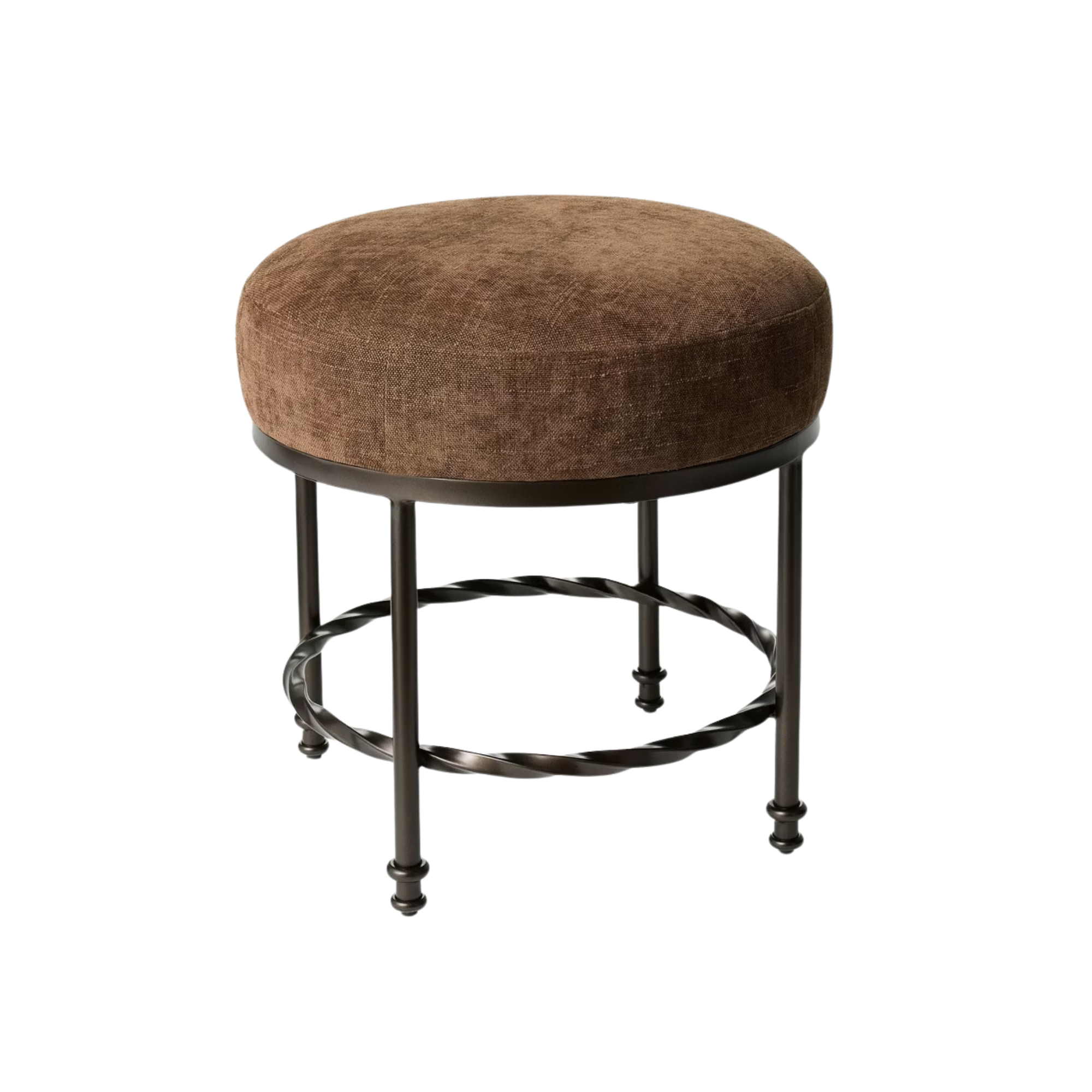 an ottoman with twisted metal base