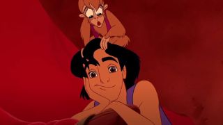 Aladdin staring at Jasmine in Aladdin.