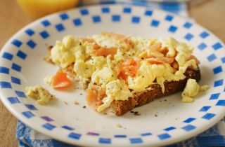 Scrambled eggs with smoked salmon part of our low carb lunch ideas